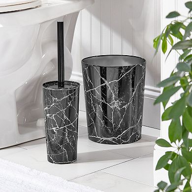 mDesign Steel/Plastic Toilet Bowl Brush 1.7 Gal Trash Can Combo