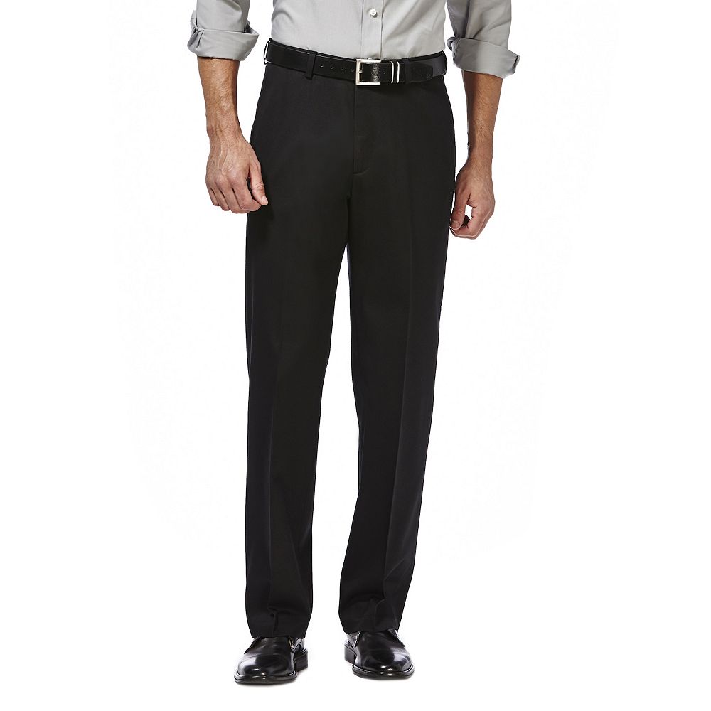 Men's HaggarÂ® Premium No-Iron Khaki Stretch Classic-Fit Flat-Front Expandable Waist Pants