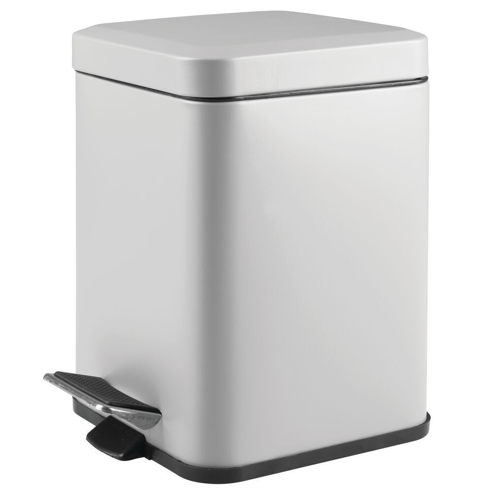 MDesign Square Step Trash Can Bin Removable Liner 1 5 Gallon   6121209 Grey