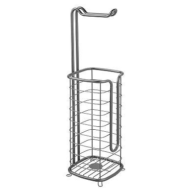 mDesign Steel Free Standing Toilet Paper Holder Stand and Dispenser