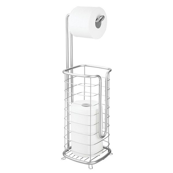 mDesign Steel Free Standing Toilet Paper Holder Stand and Dispenser