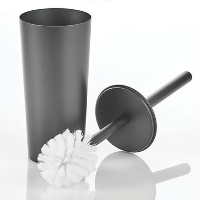 mDesign Steel Toilet Bowl Brush/Holder Combo, Storage for Bathroom - Dark Gray