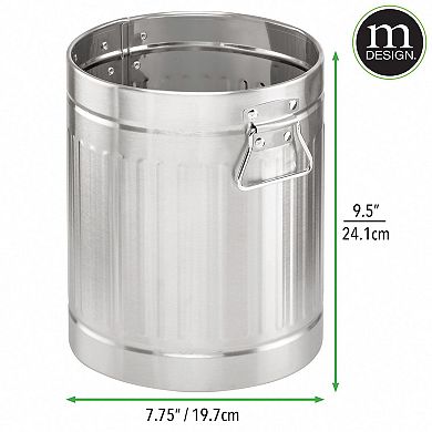 mDesign Steel 2 Gallon Trash Can Wastebasket, Garbage Bin with Handles - Cream