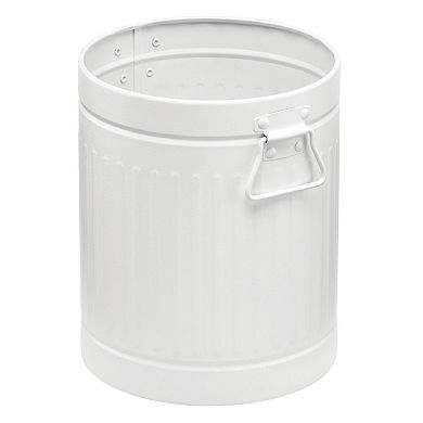 mDesign Steel 2 Gallon Trash Can Wastebasket, Garbage Bin with Handles - Cream