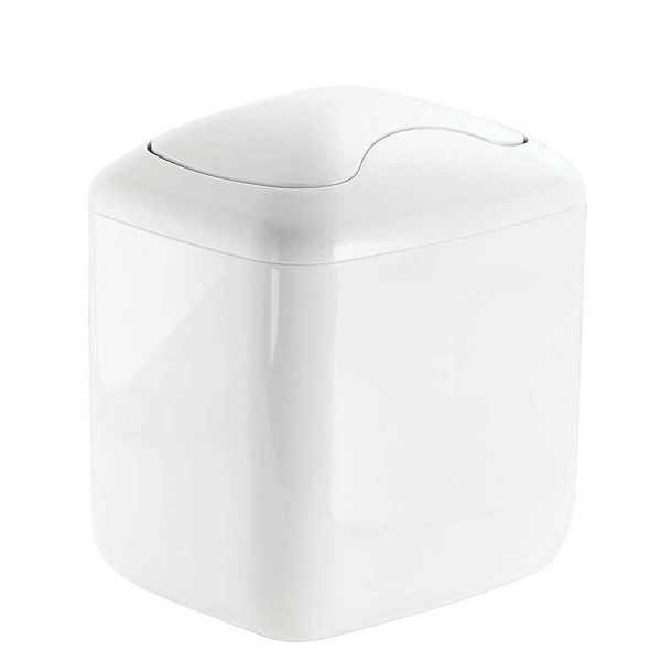 mDesign Mini Trash Can with Swing Lid for Bath Vanity