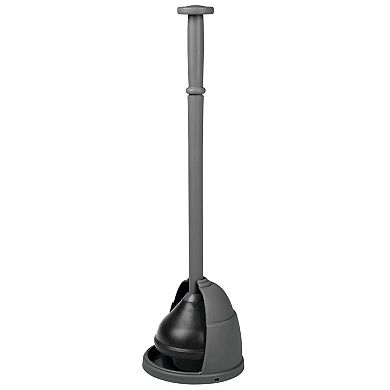 mDesign Plastic Freestanding Toilet Plunger and Storage Cover Set, White