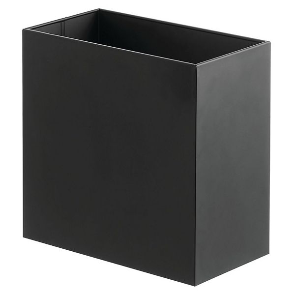 mDesign Steel Rectangular Small 2.4 Gallon Bathroom Trash Can Black