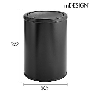 mDesign Round Metal 4.8 Gallon Covered Bathroom Swing Lid Trash Can ...