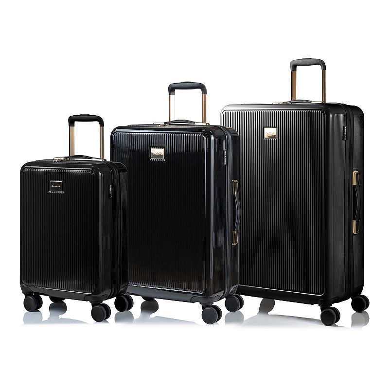 Champs Luxe Collection 3-Piece Hardside Spinner Luggage Set, Black, 3 Pc Se