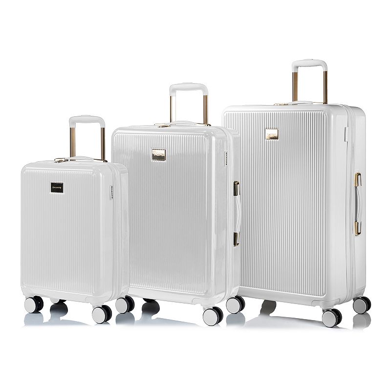 Champs Luxe Collection 3-Piece Hardside Spinner Luggage Set, White, 3 Pc Se