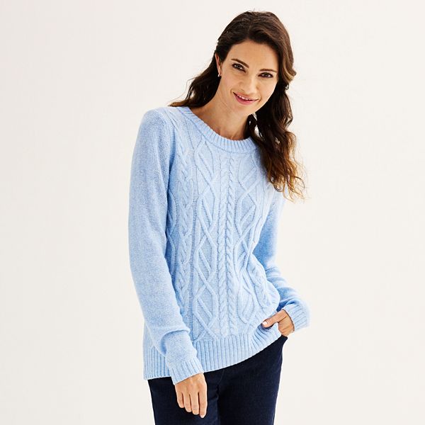 Petite Croft & Barrow® Placed Cable Sweater