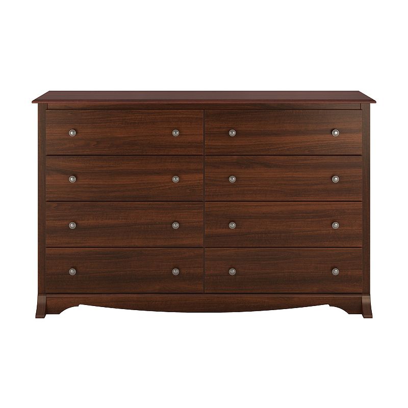 Prepac Monterey 8 Drawer Wooden Double Dresser  15.75  x 59  x 36.25   Cherry