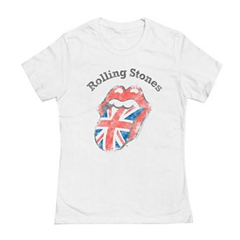 Juniors' Rolling Stones Distress Flag Graphic Tee