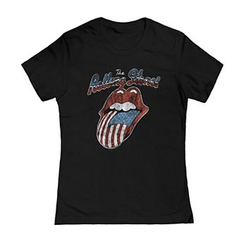 Juniors' Rolling Stones Tongue USA Graphic Tee