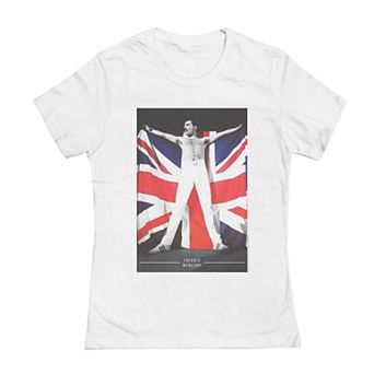Juniors' Freddie Mercury Flag Graphic Tee
