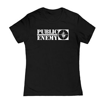 Juniors' Public Enemy Long Logos Graphic Tee