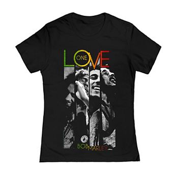 Juniors' Bob Marley Love Stripes Graphic Tee