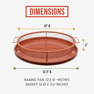 Chef Pomodoro Copper Crisper Tray, Deluxe Air Fry In Your Oven, 2-piece Set (round - Large)