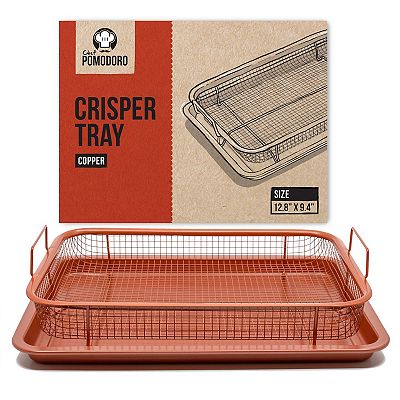 Chef Pomodoro Copper Crisper Tray Deluxe Air Fry in Your Oven 2 Piece Set Round Large