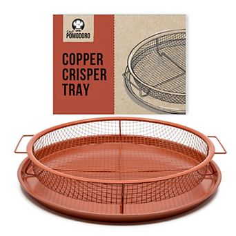 Chef Pomodoro Copper Crisper Tray, Deluxe Air Fry In Your Oven, 2 pc Set (round - Large)