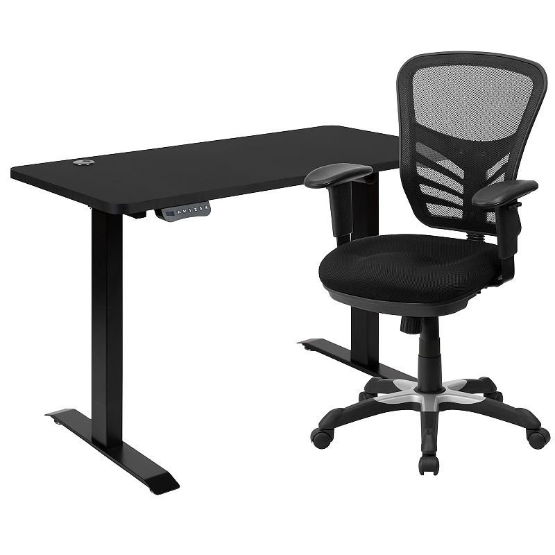Flash Furniture Park Adjustable Standing Desk & Executive Swivel Office Cha