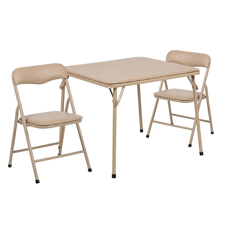 Flash Furniture Mindy Kids Folding Table & Chairs 3-piece Set, Beig/Green