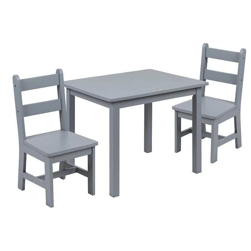 Flash Furniture Kyndl Kids 3 Hardwood Piece Table and Chair Set  Gray