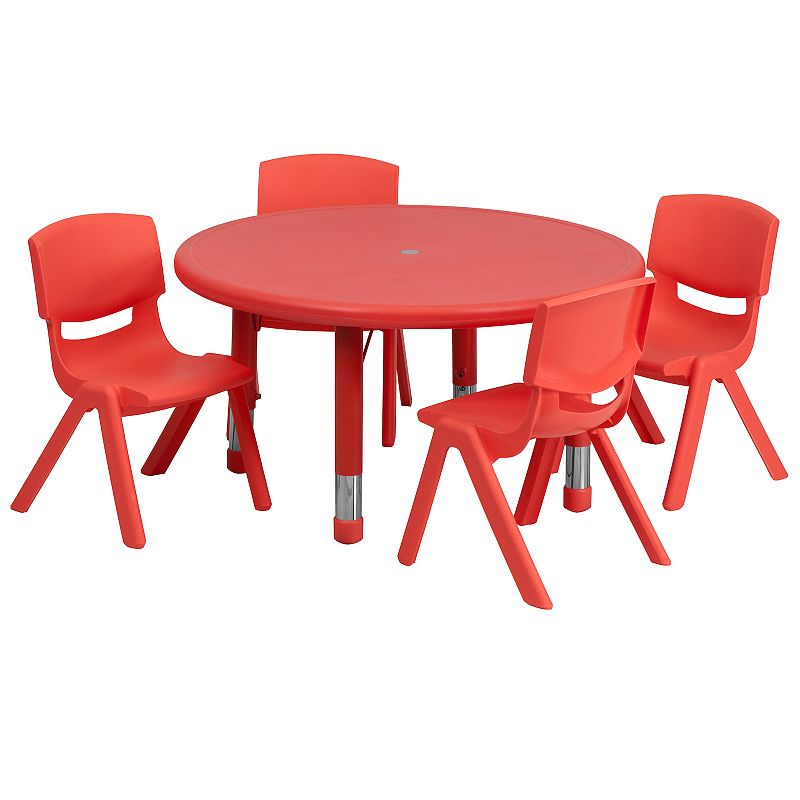 Flash Furniture Emmy Kids Round Adjustable Activity Table & Chairs 5-piece 