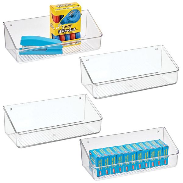 mDesign Wall Mount Plastic Home Storage Organizer Basket Bin, 4 Pack