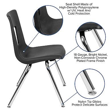 Emma and Oliver 4-pack Black Student Stack School Chair - 16-inch