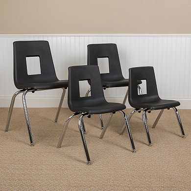 Emma and Oliver 4-pack Black Student Stack School Chair - 16-inch