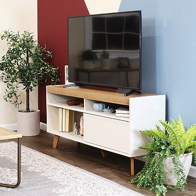Sunnydaze Mid-Century Modern TV Stand Console for 58" TV - Latte