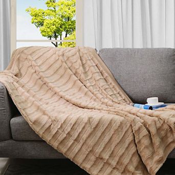 Cheer Collection Faux Fur Blanket, Luxurious Blanket & Throw For Couch- 40"x50"