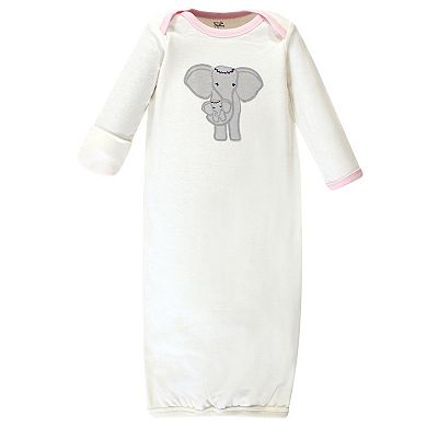 Touched by Nature Baby Girl Organic Cotton Long-Sleeve Gowns 3pk, Girl Elephant