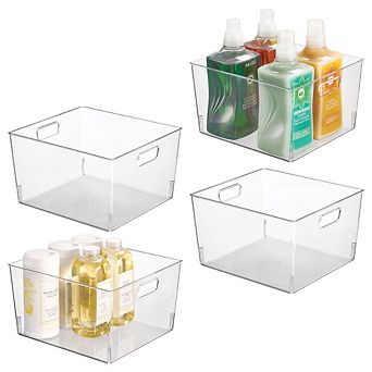 mDesign Plastic Household Cubby Storage Organizer Container Bin - 4 Pack - Clear
