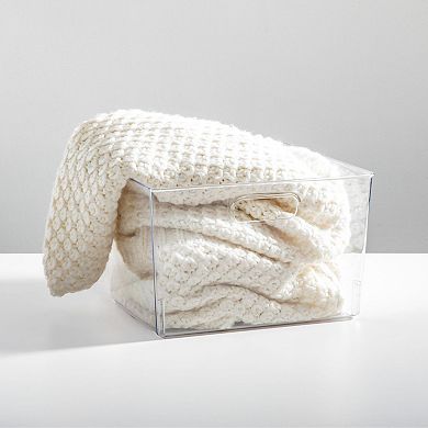 mDesign Plastic Household Cubby Storage Organizer Container Bin - 4 Pack - Clear