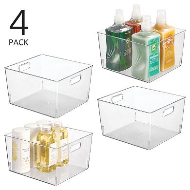 mDesign Plastic Household Cubby Storage Organizer Container Bin - 4 Pack - Clear