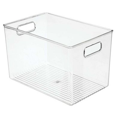 mDesign Storage Organizer Bin with Handles for Cube Furniture - 4 Pack - Clear