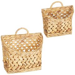 Farmlyn Creek 2 Pack Decorative Water Hyacinth Storage Baskets with 3  Compartments for Bathroom, Laundry Room, Nursery