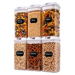 Cheer Collection Set of 7 Airtight Food Storage Containers - Heavy Duty Pantry  Organizer Bins, BPA Free Plastic Containers plus Dry Erase Marker and  Labels, Gray - Cheer Collection