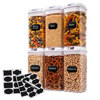Cheer Collection Airtight Food Storage Containers Set of 6 42oz with Marker and Reusable Labels