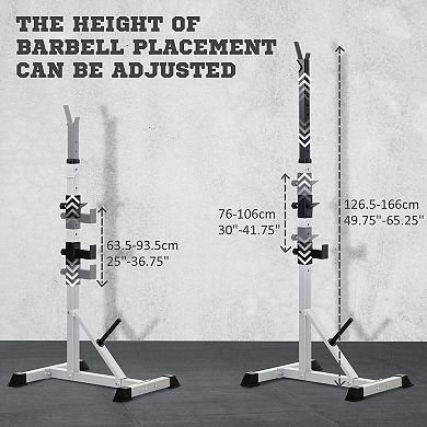 Adjustable Pair Of Barbell Squat Racks Portable Stand Weight Lifting Bench Press