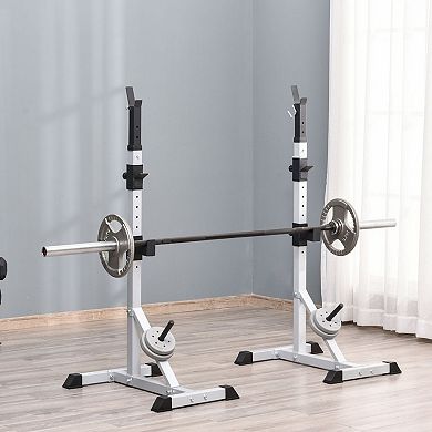 Adjustable Pair Of Barbell Squat Racks Portable Stand Weight Lifting Bench Press