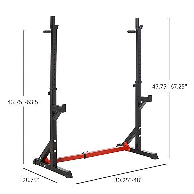 Soozier 2 Piece Pair Steel Height and Base Adjustable Barbell Squat Rack and Bench Press