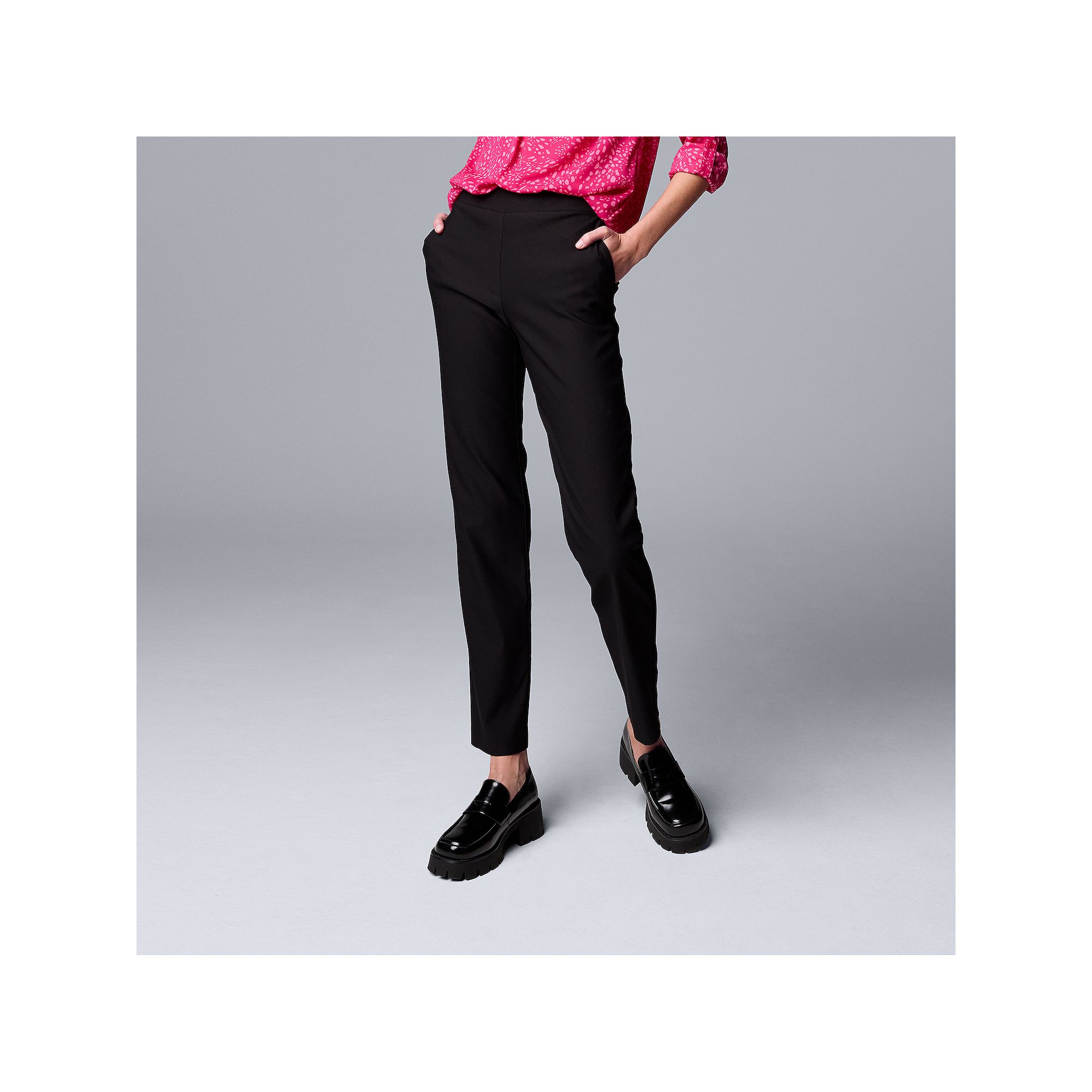 Womens Simply Vera Vera Wang Modern Slim Straight Pants, Size: XS Long, Bl