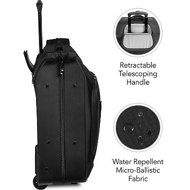 WallyBags 45" Premium Rolling Garment Bag with Multiple Pockets
