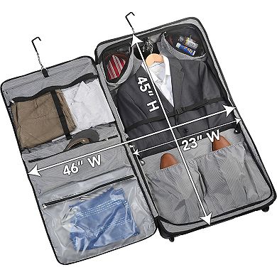 WallyBags 45" Premium Rolling Garment Bag with Multiple Pockets