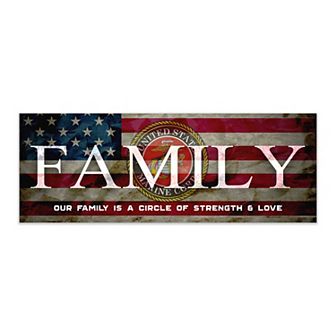 Personal-Prints "FAMILY" US Marines Wood Block Mount Wall Art