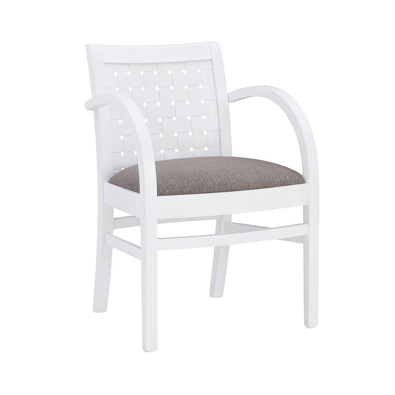 Linon Samantha Basketweave Arm Chair, White