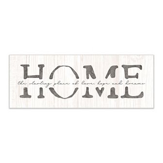 Personal-Prints "HOME" Whitewash Wood Block Mount Wall Art